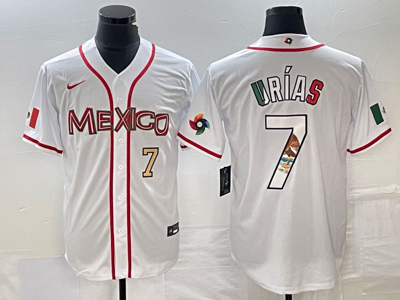 Men 2023 World Cub Mexico 7 Urias White Nike MLB Jersey75